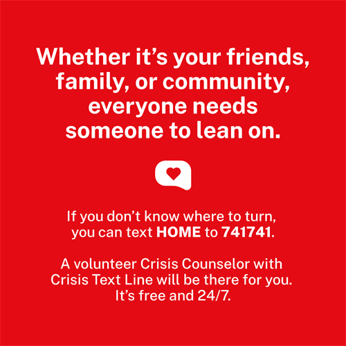 Crisis Text Line - Text HOME to 741741